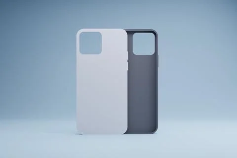 Phone case mockup, studio, grey background, advertising Stock Illustration