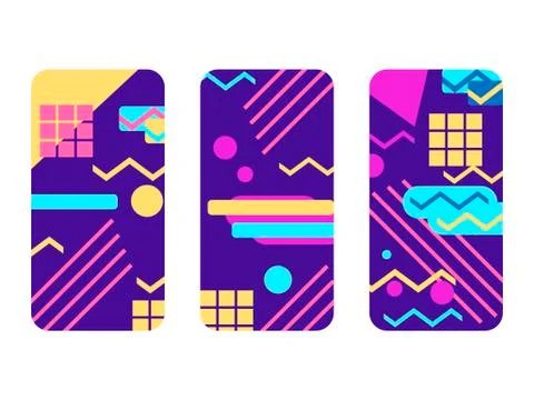 Phone case set. Memphis pattern background. Geometric elements memphis in the Stock-Illustration