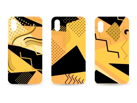 Phone case set. Memphis pattern background. Geometric elements memphis in the Stock-Illustration