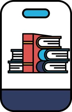 A phone case with a stack of books on it Stock Illustration