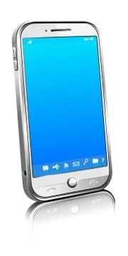 Phone Cell Smart Mobile Black, White and Silver 3D Stock Illustration