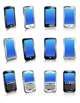 Phone Cell Smart Mobile White 3D and 2D Stock Illustration