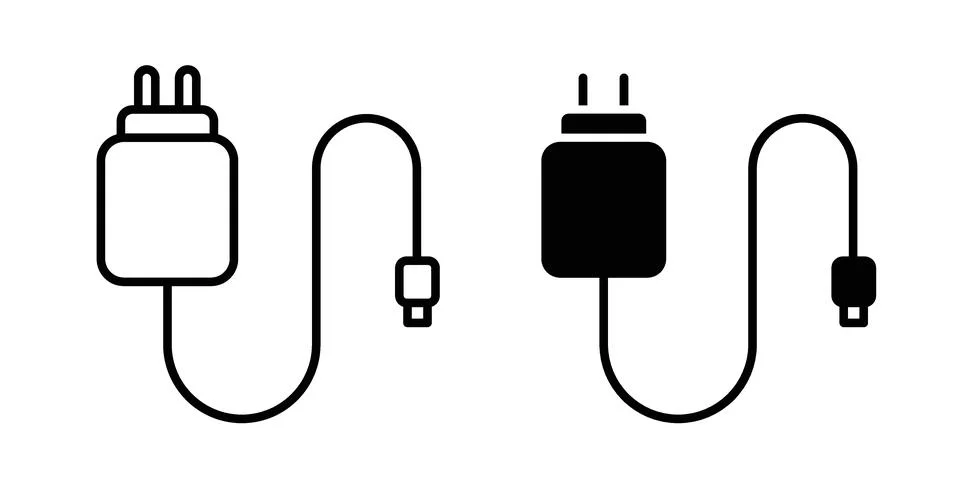 Phone charger icon bundle for website design projects Stock Illustration
