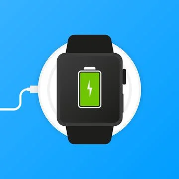 Phone charging, flat icon isolated on a blue background. Concept background d 스톡 일러스트
