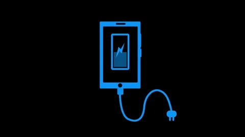 Phone charging icon with cable and plug battery partially filled with light.. Stock Footage 335101878