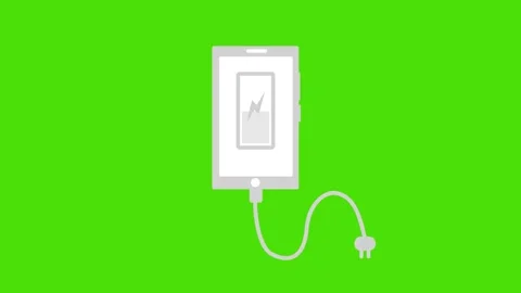 Phone charging icon with cable and plug battery partially filled with light.. Stock Footage 335101910
