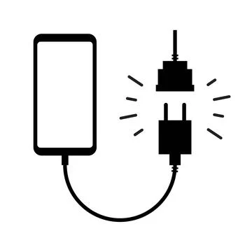 Phone Charging icon with a plug. Connection and Disconnection vector illust.. Stock Illustration
