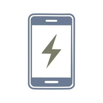 Phone charging icon. Smartphone with lightning bolt icon, representing fast.. Stock Illustration