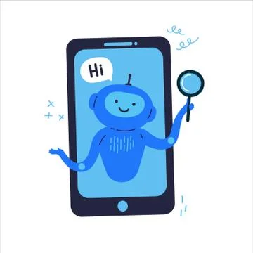 Phone with chat bot that is ready to help Stock Illustration