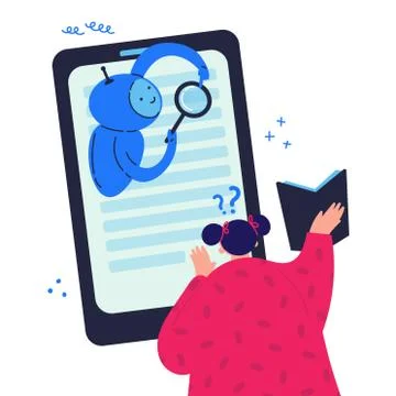 Phone with chat bot who is looking for information Stock Illustration
