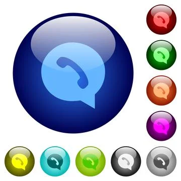 Phone in chat bubble solid color glass buttons 스톡 일러스트