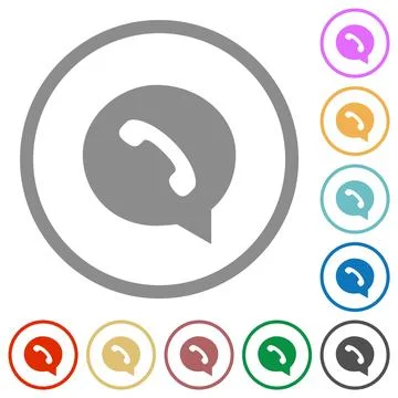Phone in chat bubble solid flat icons with outlines 스톡 일러스트