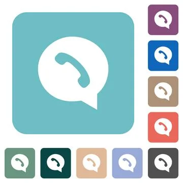 Phone in chat bubble solid rounded square flat icons Illustrazione stock