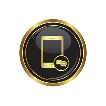 Phone chat icon gold Illustrazione stock