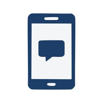 Phone chat icon. Smartphone with a chat bubble on the screen, representing .. Stock Illustration