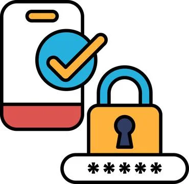 A phone with a check mark on it and a lock on the screen Stock Illustration