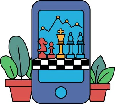 A phone with a chess game on it Stock Illustration