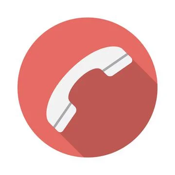 Phone circle icon with long shadow. Flat design style. Handset simple silhoue Stock Illustration