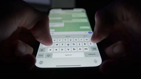 Phone close-up - people communicate using messenger, chat Stock Footage 221185098