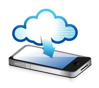 Phone with cloud computing symbol on a screen illustration design Stock Illustration