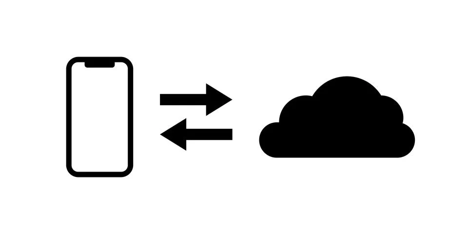 Phone cloud sync vector illustration. Mobile device cloud connection. Netwo.. Stock Illustration