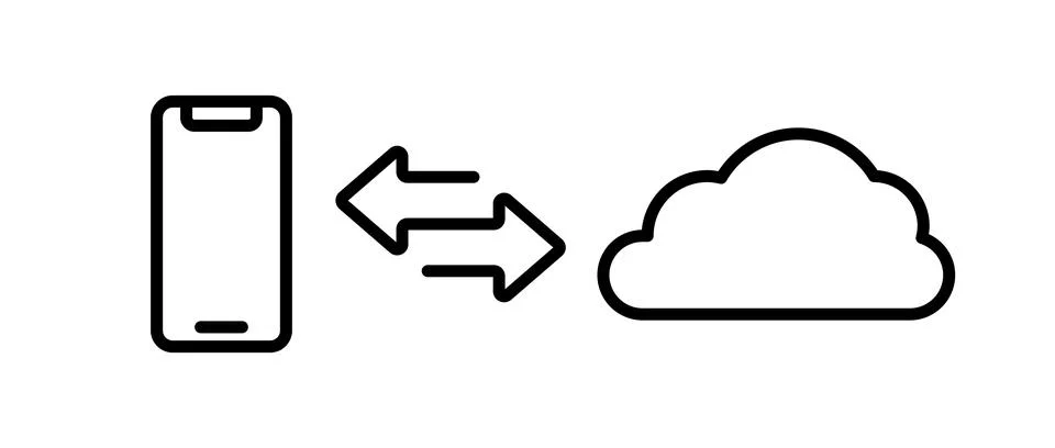 Phone cloud sync vector illustration. Mobile device cloud connection. Netwo.. Stock Illustration