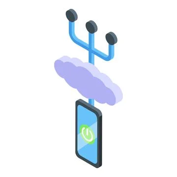 Phone cloud vpn icon isometric vector. Server computer Stock Illustration