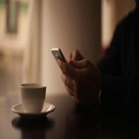 Phone coffee cafe latte Stock Footage 69578445