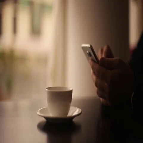 Phone coffee cafe latte Stock Footage 69578474