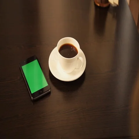 Phone coffee cafe latte Stock Footage 69579274