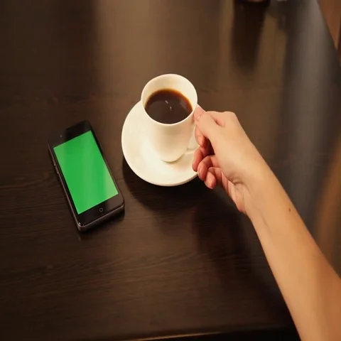 Phone coffee cafe latte Stock Footage 69579630