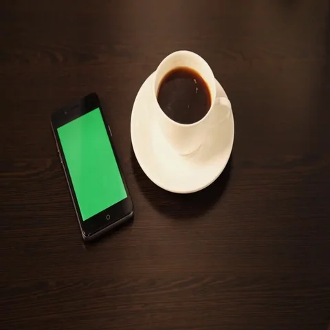 Phone coffee cafe latte Stock Footage 69580296