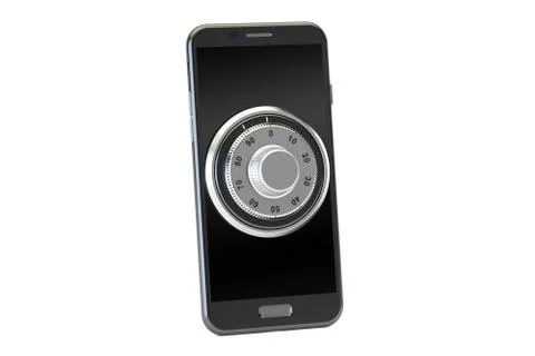 Phone with combination lock, 3D rendering Illustrazione stock