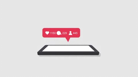 Phone with Like, Comment, Follower Notification Animation Video - Transparent Stock Footage 314977442