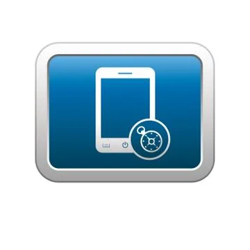 Phone compass icon on blue Stock Illustration