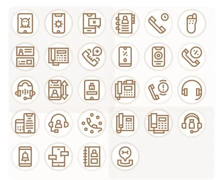 Phone Comprehensive Vector Bundle with 28 Pixel Optimized Bold Line 64x64 Ico イラスト素材