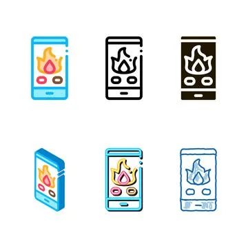 Phone concepts call fire dept icon outline Stock Illustration