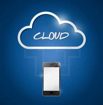 Phone connected to a cloud. illustration design Stock Illustration
