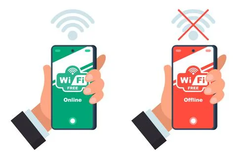 Phone is connected to wifi. without internet access. free internet in the cafe. Stock Illustration
