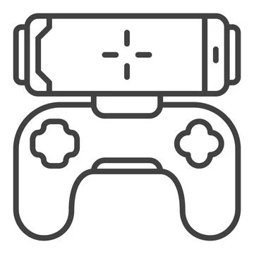 Phone Controller vector Gaming Device with Smartphone outline icon or symbol Illustrazione stock