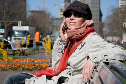 Phone conversation Stockfoto's