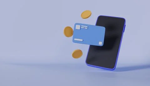 Phone with credit card, Mobile banking and Online payment service Stock Illustration