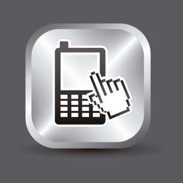 Phone with cursor hand, mobile buying. vector illustration Stock Illustration