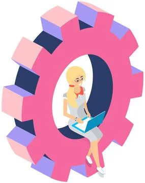 Phone customization application development with computer. Adjusting app Illustrazione stock