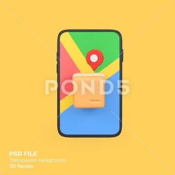 Phone with delivery package location isolated 3d render icon illustration PSD Template