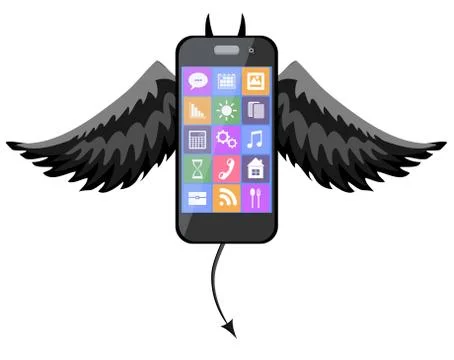 A phone devil icon. Vector 스톡 일러스트