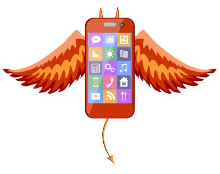 A phone devil icon. Vector Stock Illustration