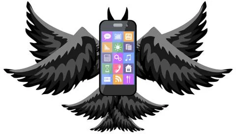 A phone devil icon. Vector Stock Illustration