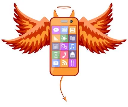 A phone devil icon. Vector Stock Illustration