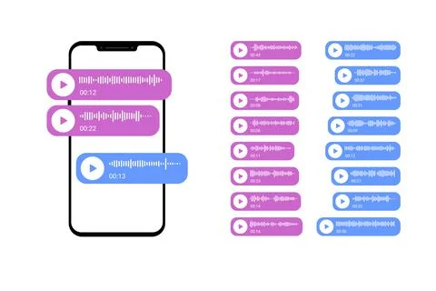 Phone dialog voice message. Bubble. Audio chat. Template. Different variations Stock Illustration